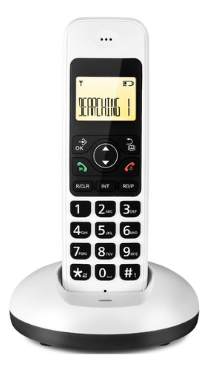 Teléfono Inalámbrico Fijo Moderno Con Lcd Para Casa Oficina Blanco botones negro