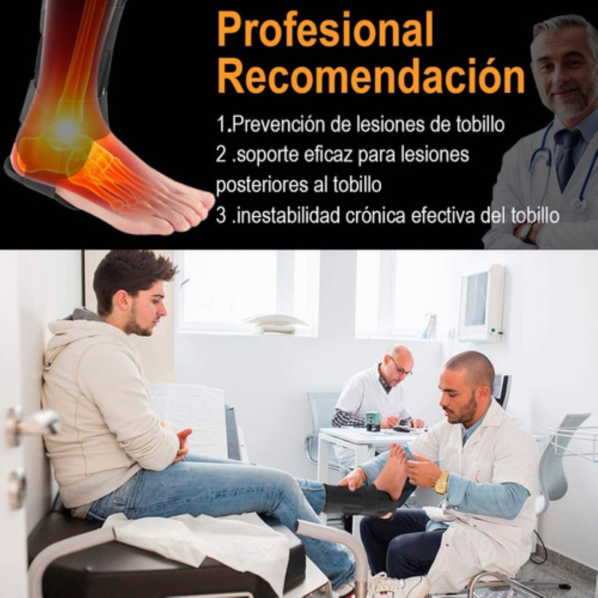 Soporte Protector Para Tobillo Torceduras Deporte negro talla M