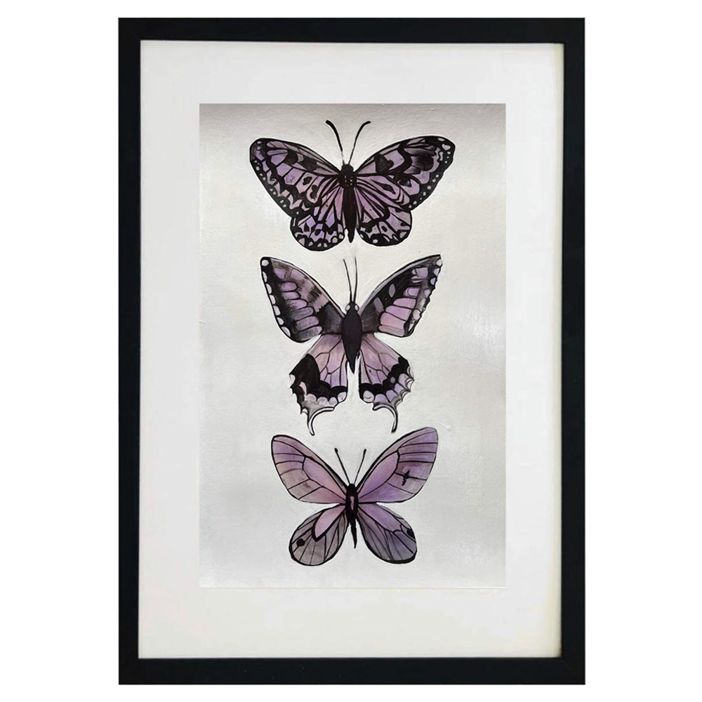 Cuadro decorativo de mariposas pintado totalmente a mano técnica acrílico