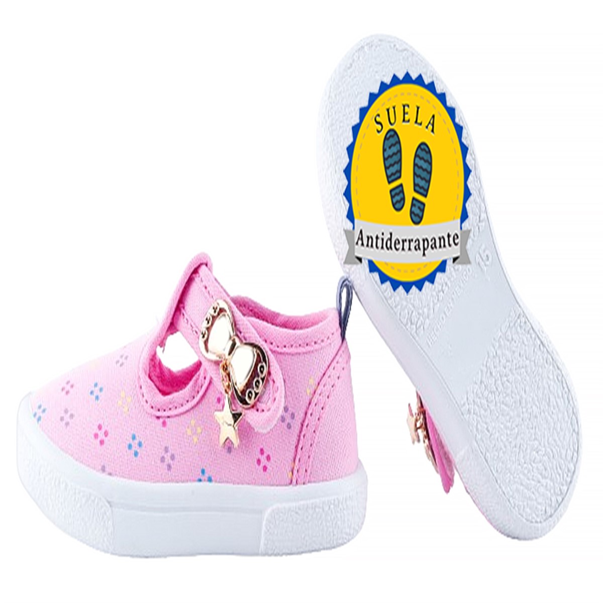 Tenis Niña Moñito Velcro Lona Arco Ortopédico Cómodo 625-r.