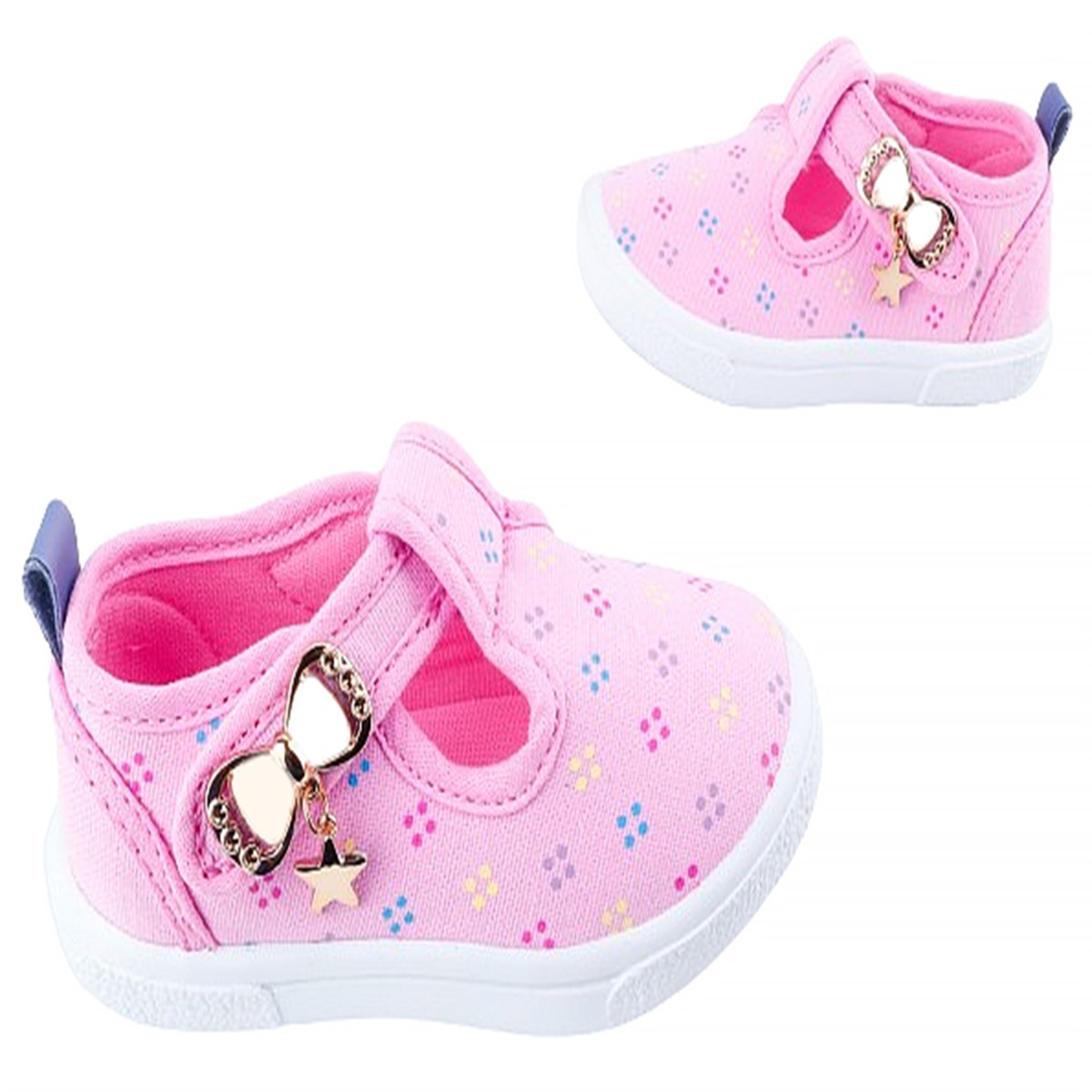 Tenis Niña Moñito Velcro Lona Arco Ortopédico Cómodo 625-r.