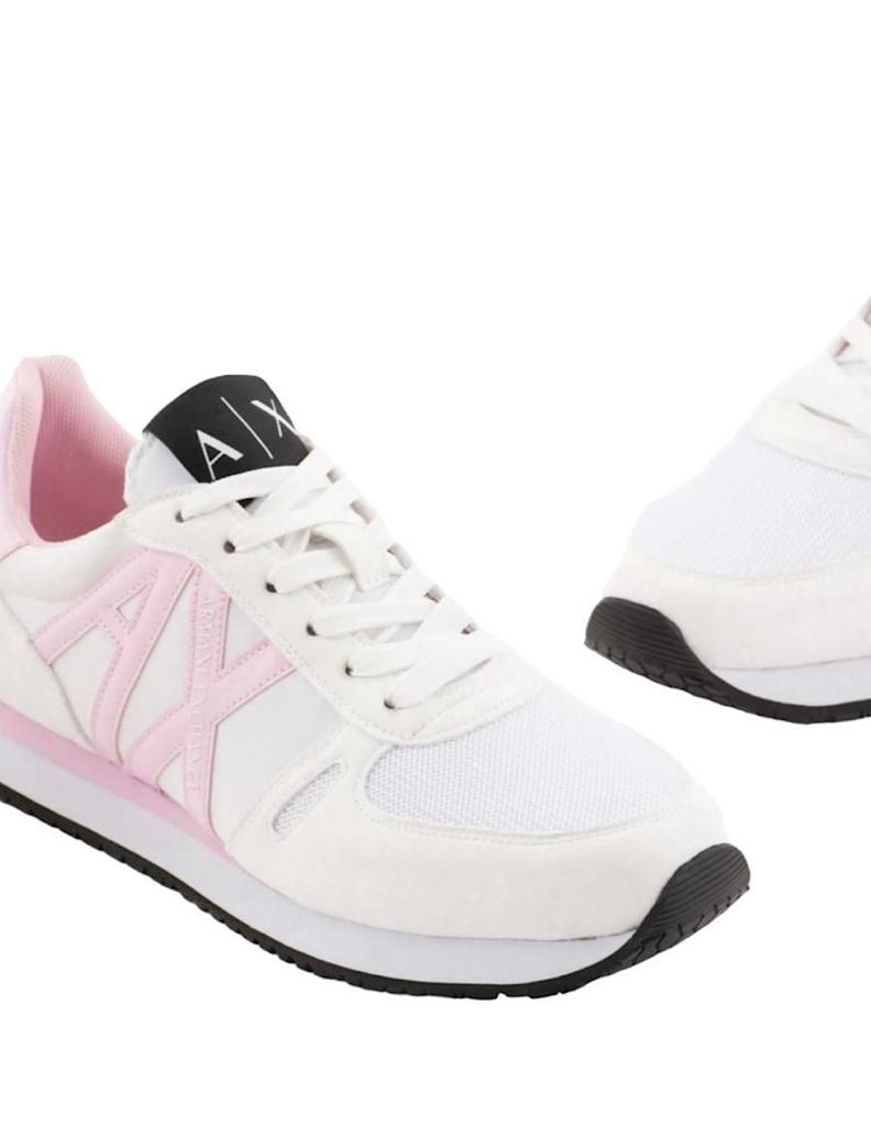 TENIS ARMANI EXCHANGE BLANCO CON ROSA PARA MUJER.