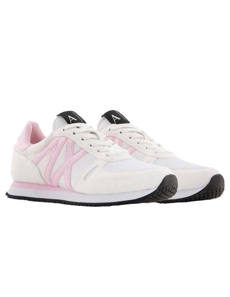 TENIS ARMANI EXCHANGE BLANCO CON ROSA PARA MUJER.