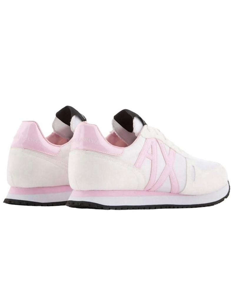 TENIS ARMANI EXCHANGE BLANCO CON ROSA PARA MUJER.