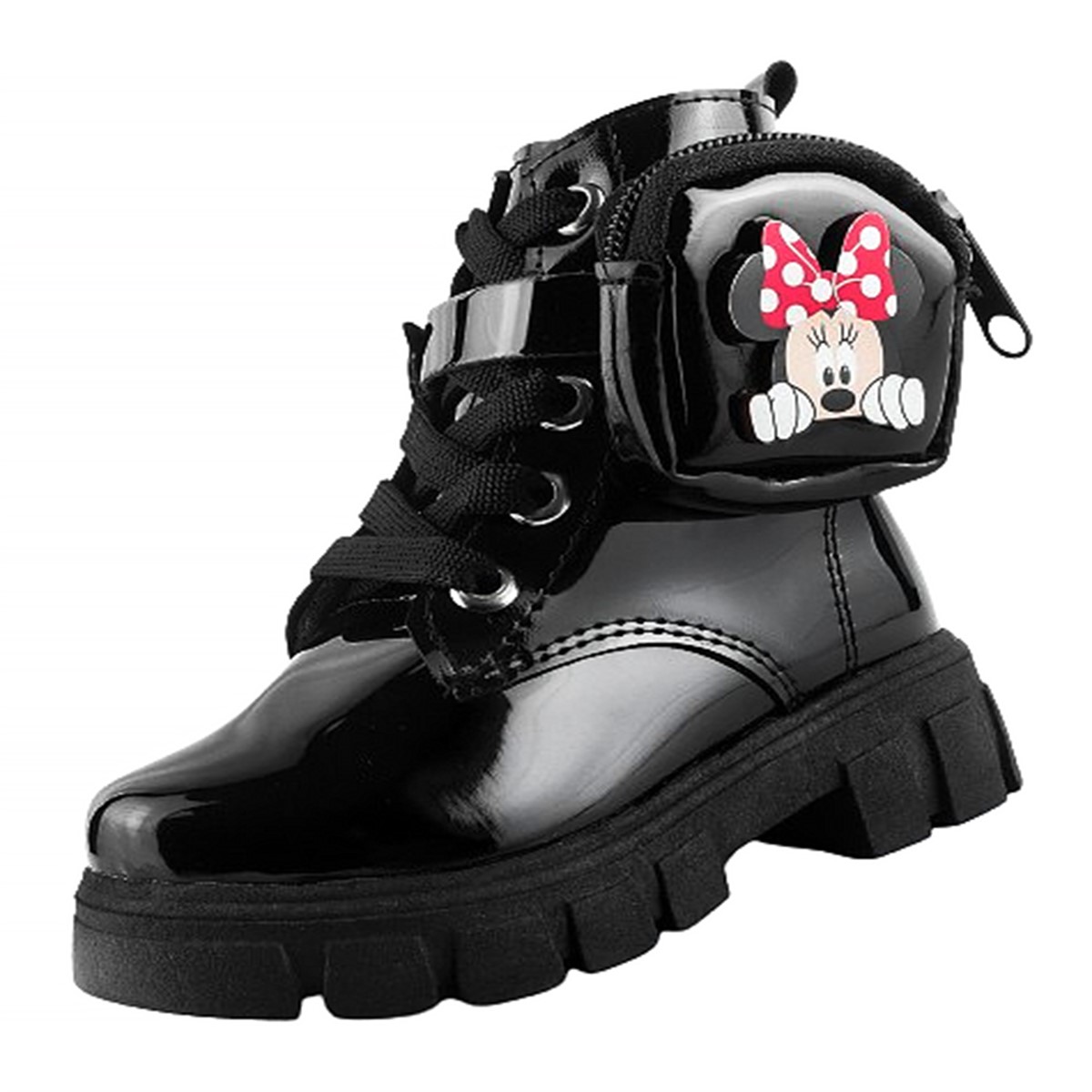 Botas Niña Mimi Arco Ortopédico Bolsita Charol Negro 6016-nm