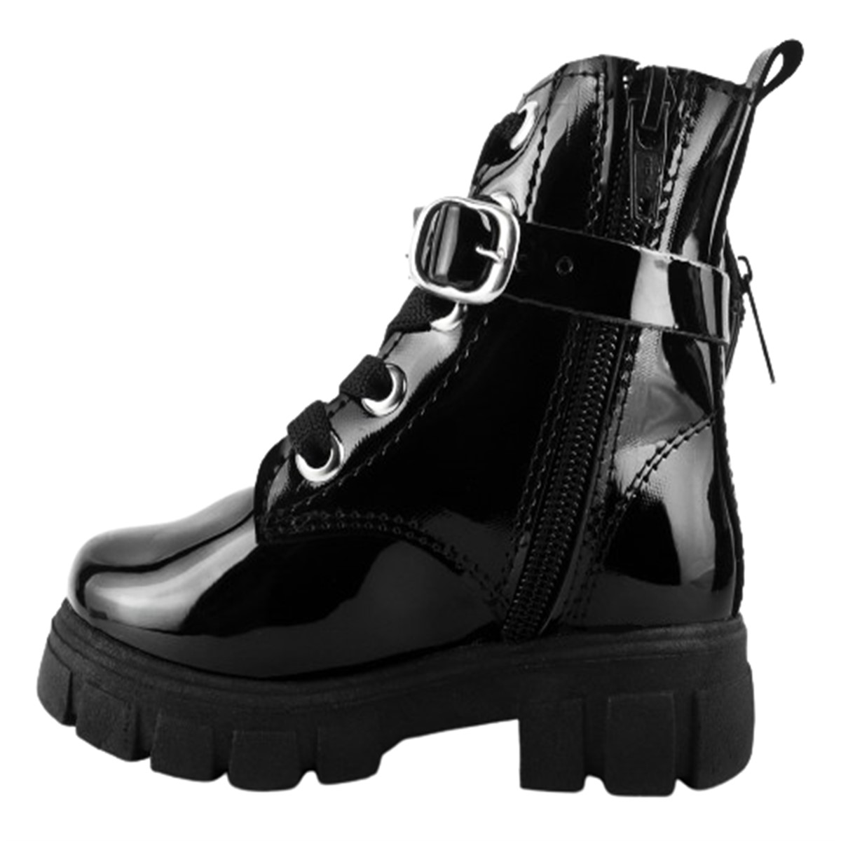 Botas Niña Mimi Arco Ortopédico Bolsita Charol Negro 6016-nm