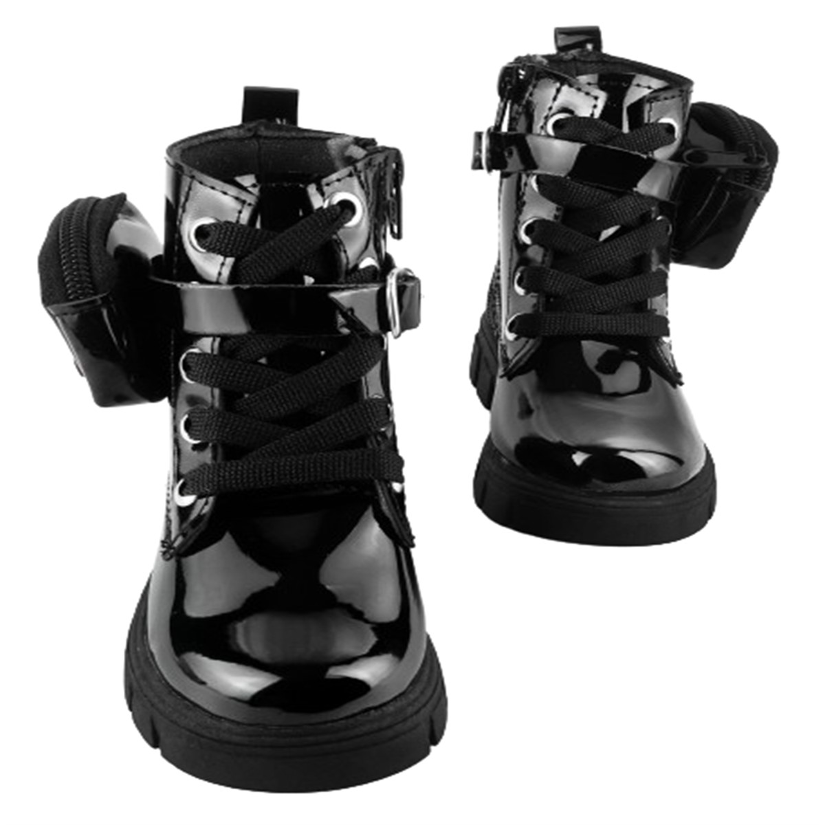 Botas Niña Mimi Arco Ortopédico Bolsita Charol Negro 6016-nm