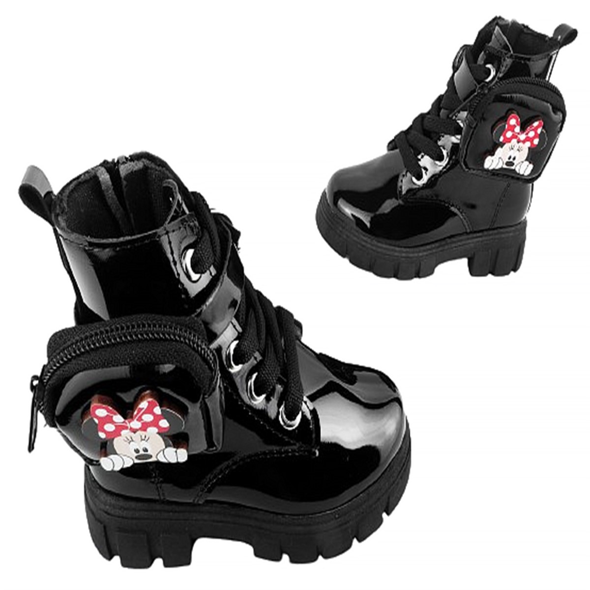 Botas Niña Mimi Arco Ortopédico Bolsita Charol Negro 6016-nm