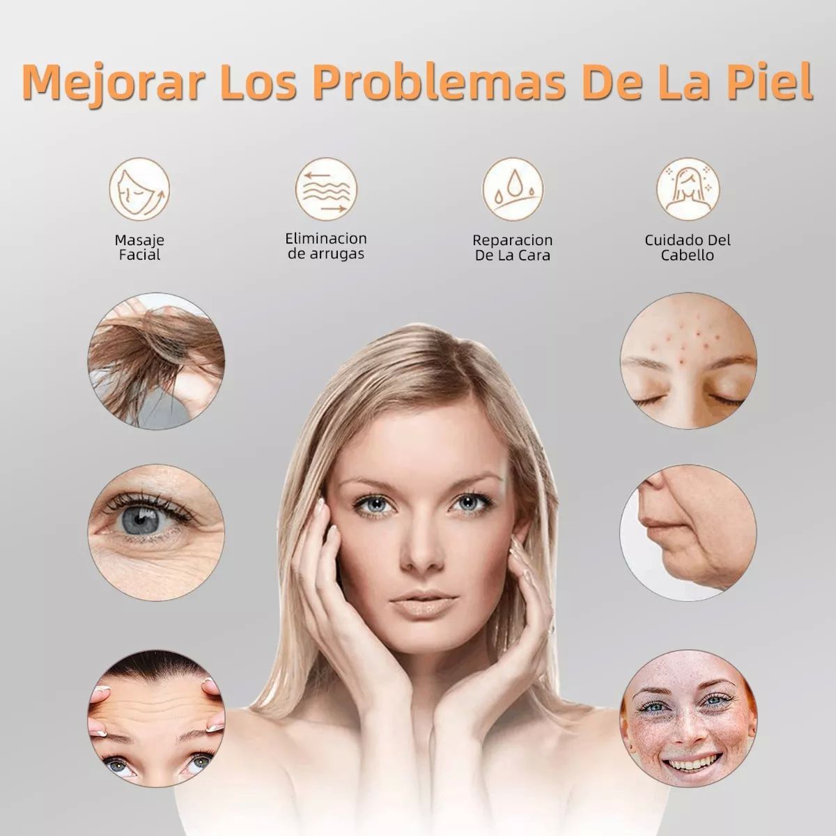 Dispositivo facial de alta frecuencia para limpiar la piel, evitar arrugas y apoyo a crecimiento de cabello