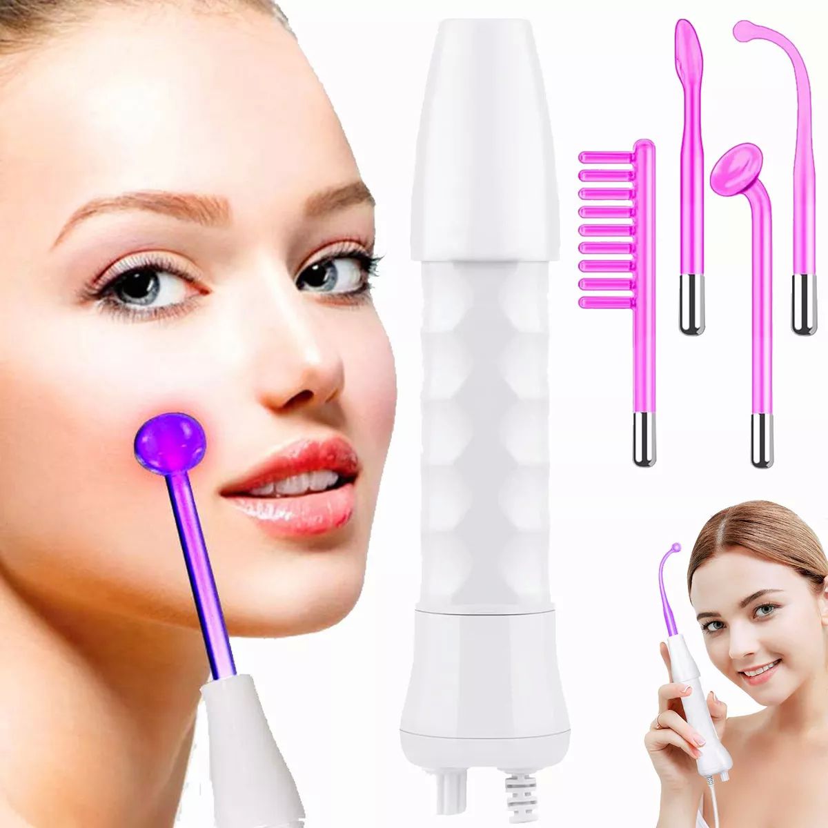 Dispositivo facial de alta frecuencia para limpiar la piel, evitar arrugas y apoyo a crecimiento de cabello