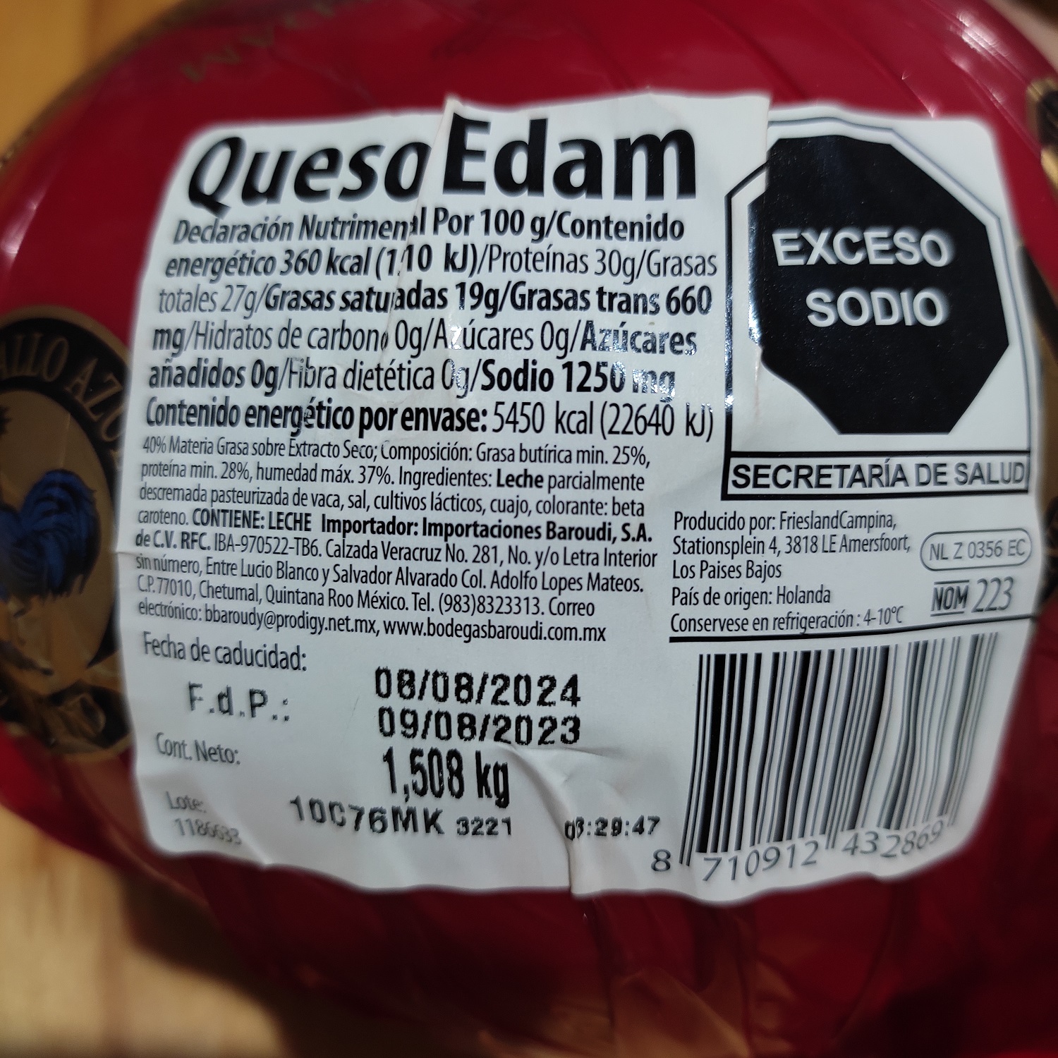 Paquete de 3 Quesos de Bola El Gallo Azul - Edam Maduro Holandés 1.5kg c/u