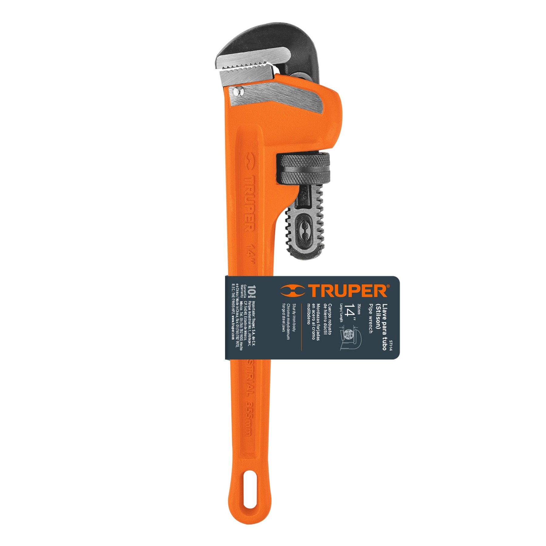 LLAVE STILSON 14" CUERPO ROBUSTO DE HIERRO DÚCTIL, TRUPER 15838