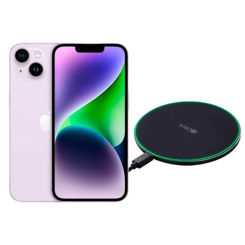 iPhone 14 128GB Morado Reacondicionado Grado A + Cargador Genérico