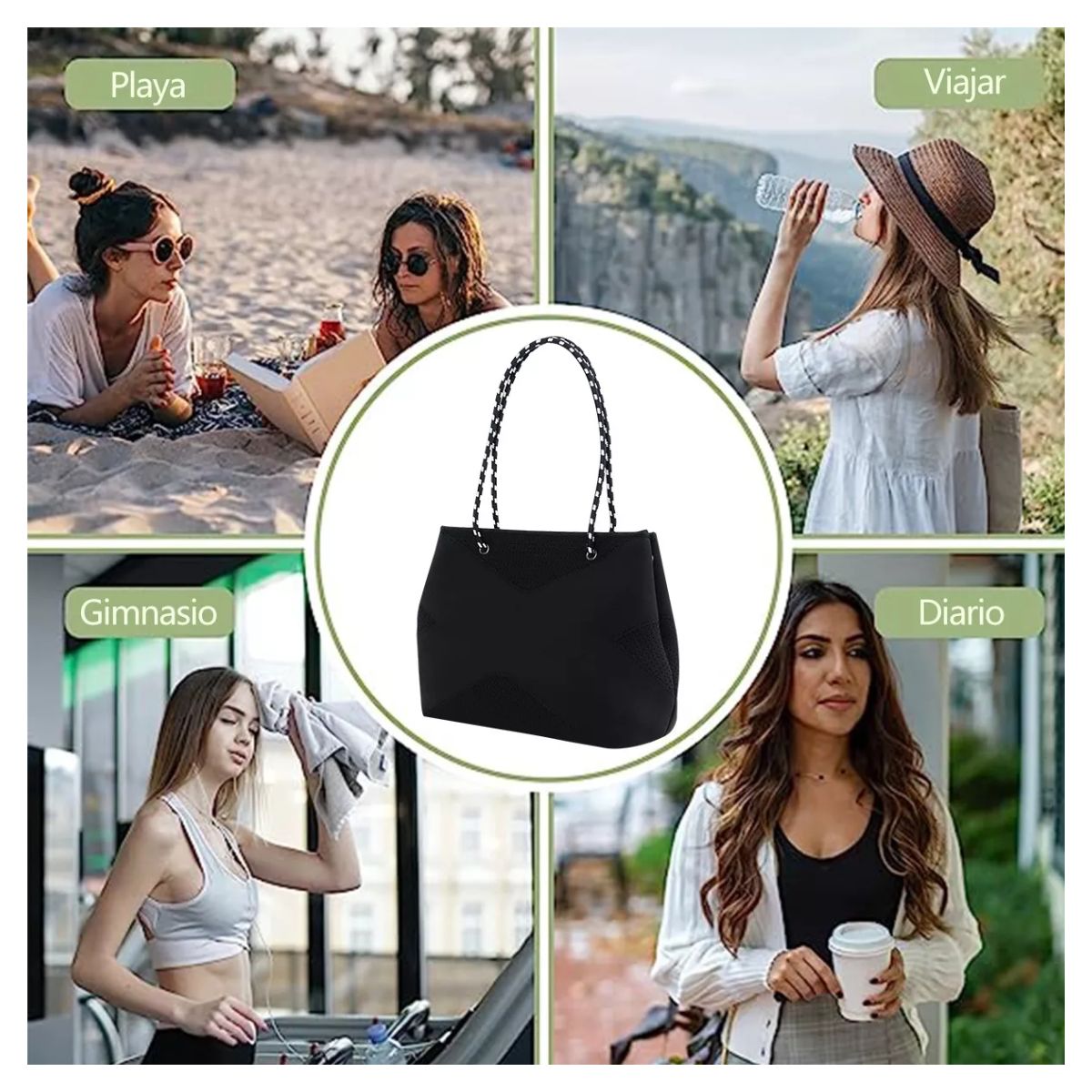 Bolsa De Lona De Gran Capacidad Urban Fashion negro