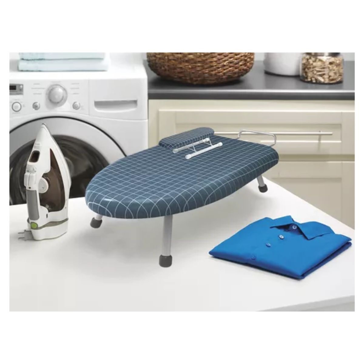 Tabla De Planchar Plegable Para Sobremesa - Patas Regulables, Incluye Asa Y Funda Acolchada