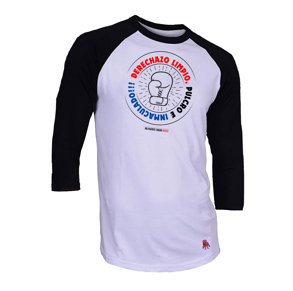PLAYERA RAGLAN DERECHAZO LIMPIO NO PUEDES JUGAR BOXEO HOMBRE