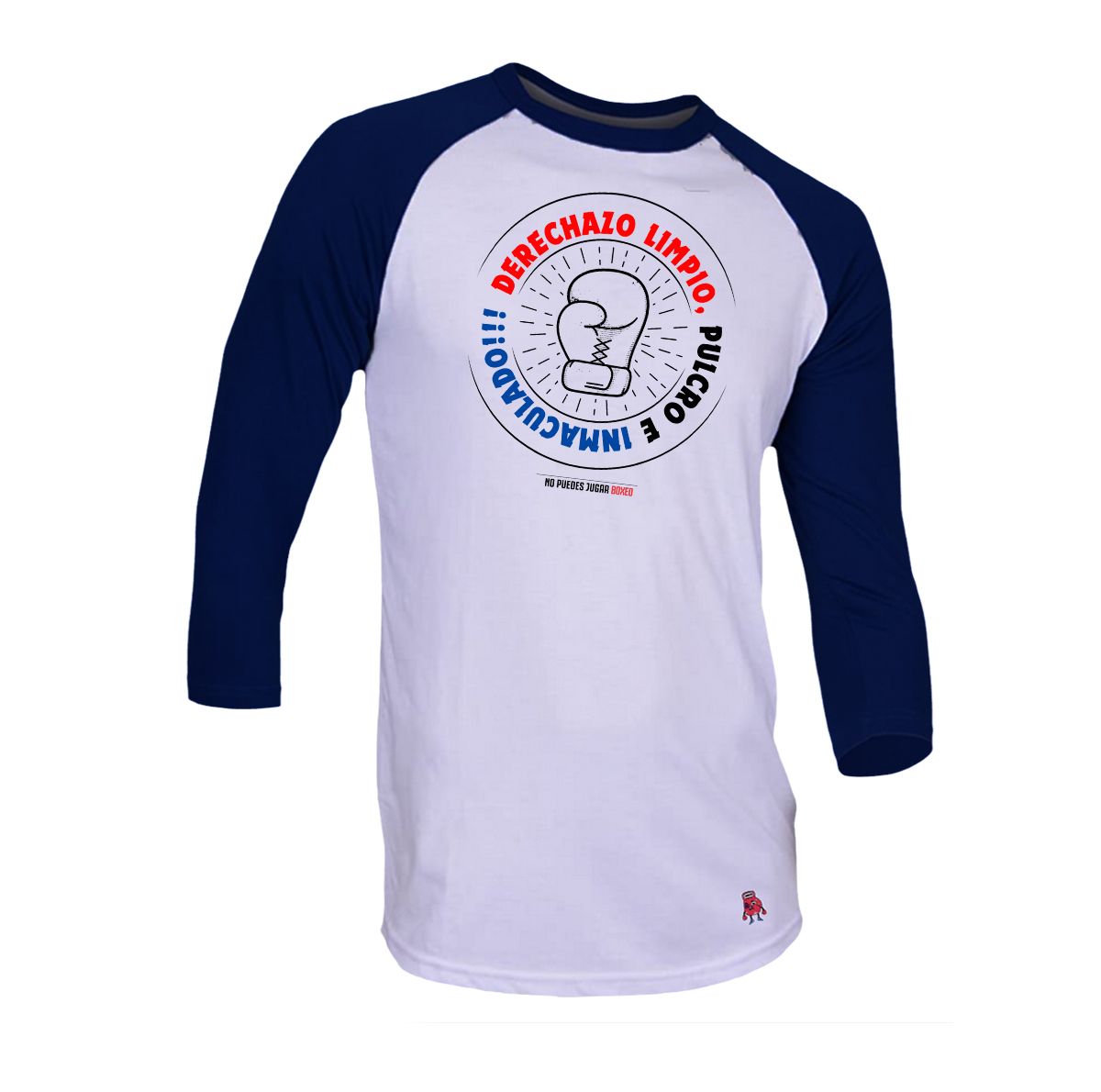PLAYERA RAGLAN DERECHAZO LIMPIO NO PUEDES JUGAR BOXEO HOMBRE