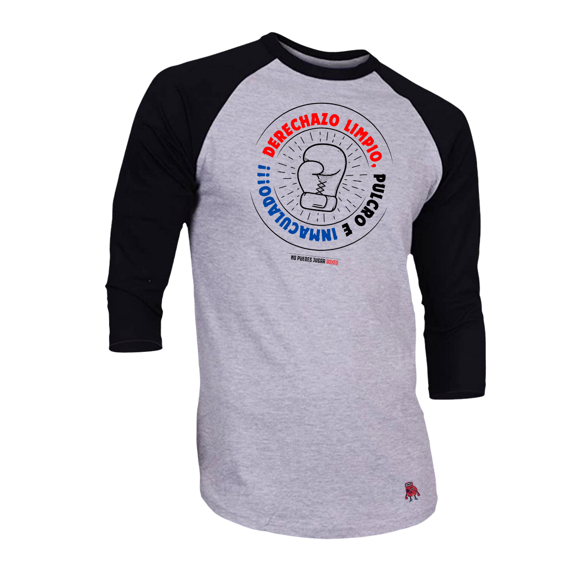 PLAYERA RAGLAN DERECHAZO LIMPIO NO PUEDES JUGAR BOXEO HOMBRE