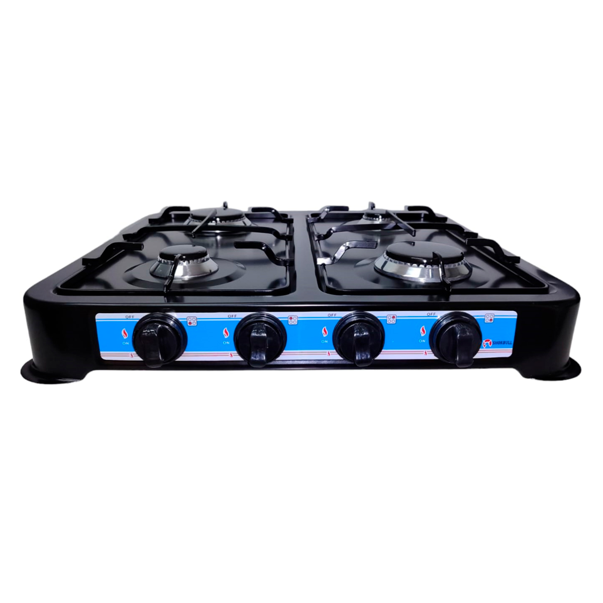 Parrilla Estufa Mesa Gas 4 quemadores Acero Negra Shorbull.