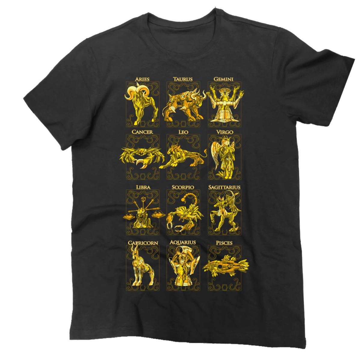 Playera para Hombre de Caballeros del Zodiaco, Signos del Zodiaco, Negro, Talla G