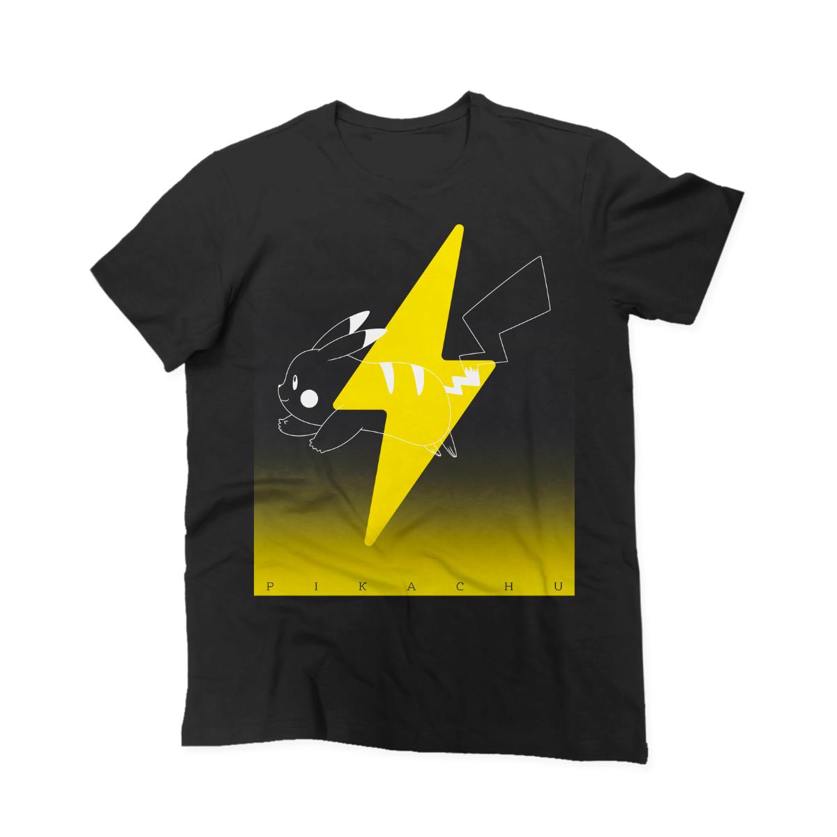 Playera para Hombre de Pokémon, Rayo de Pikachu, Negro, Talla ECH