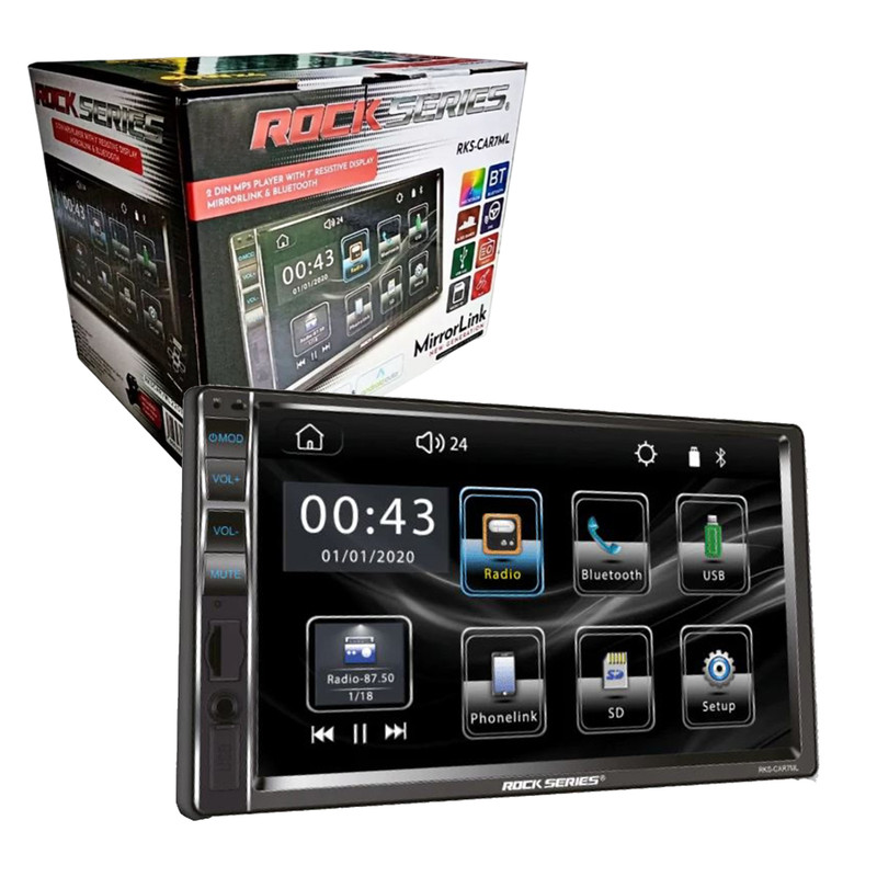 Estéreo 2 Din Rock Series RKS-CAR7ML 2Vias BT MP5 60WX4.