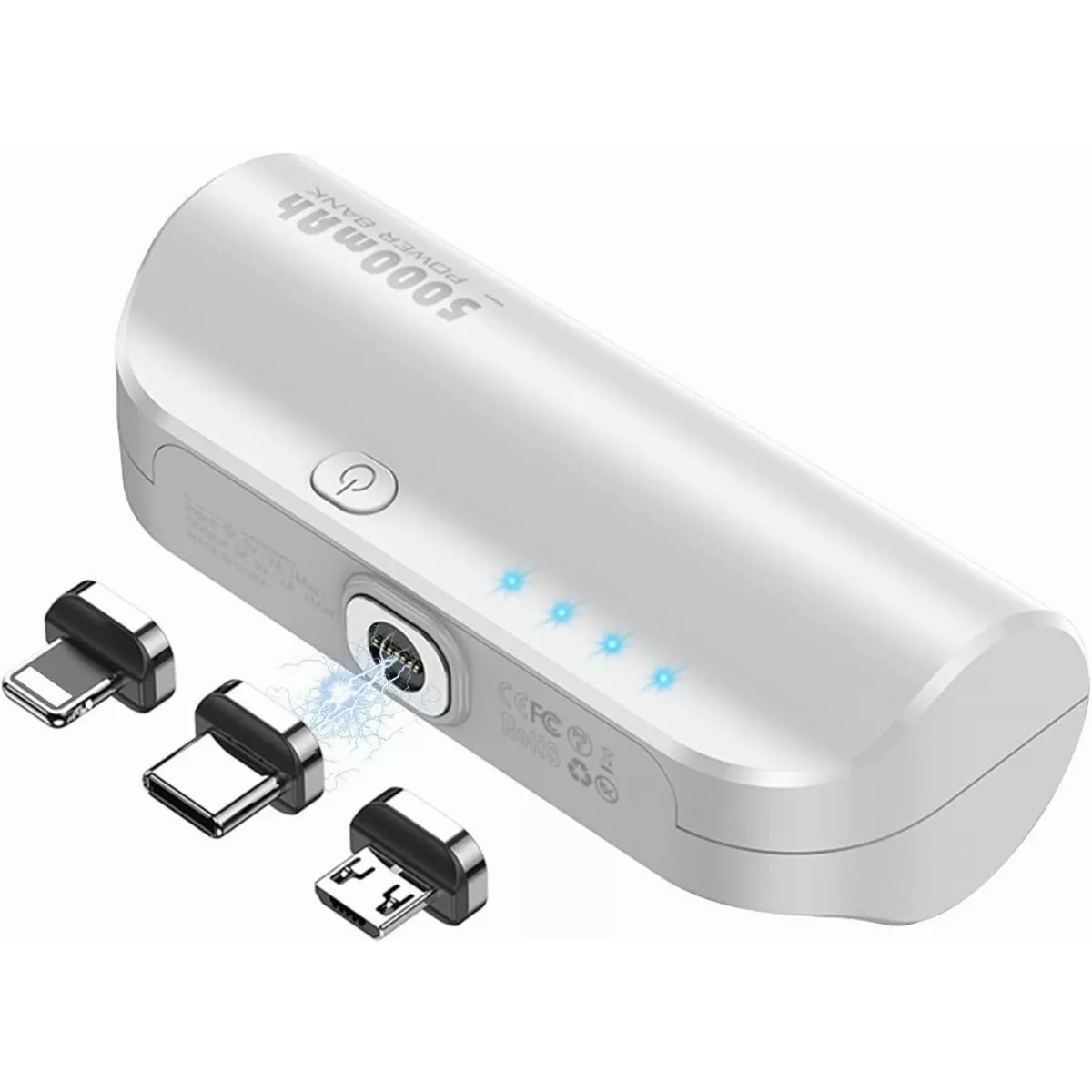 Power Bank Magnético 5000mah Inalámbrica 3 En 1 Ultracompact Blanco