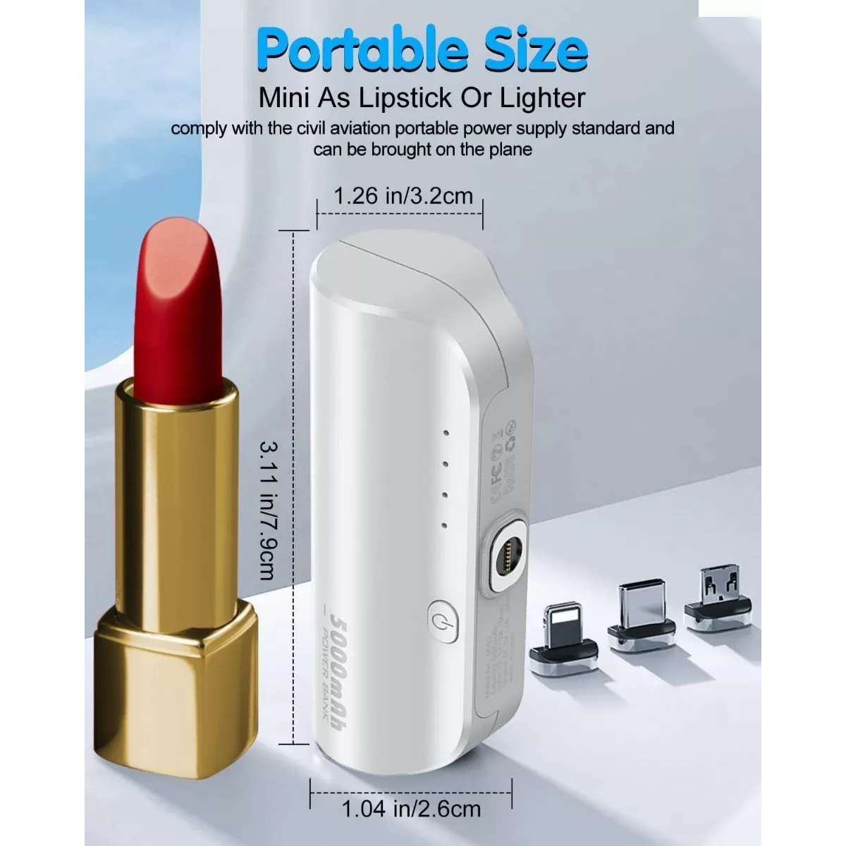 Power Bank Magnético 5000mah Inalámbrica 3 En 1 Ultracompact Blanco