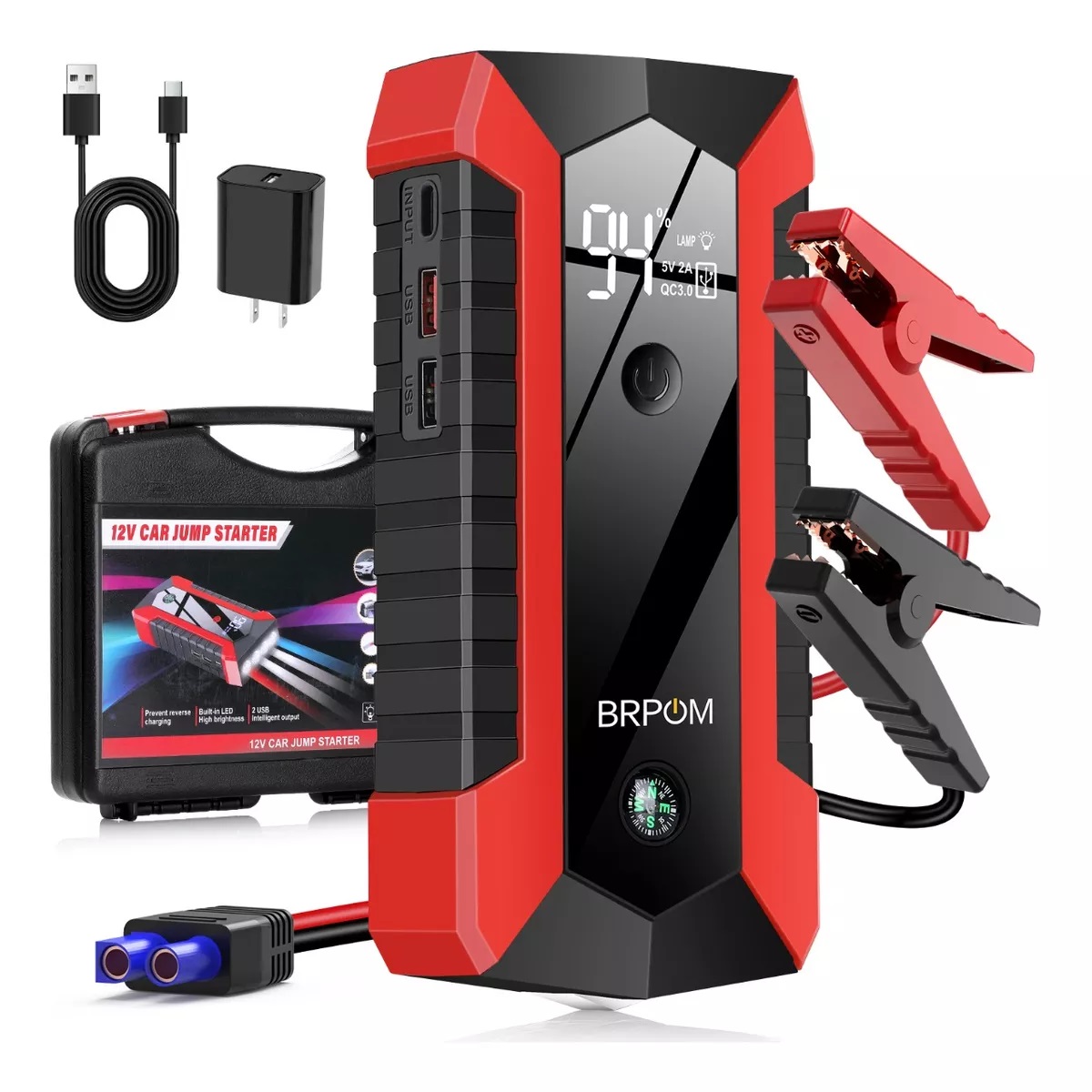 Arrancador De Batería De Coche 3500a 29800mah Con Pantalla