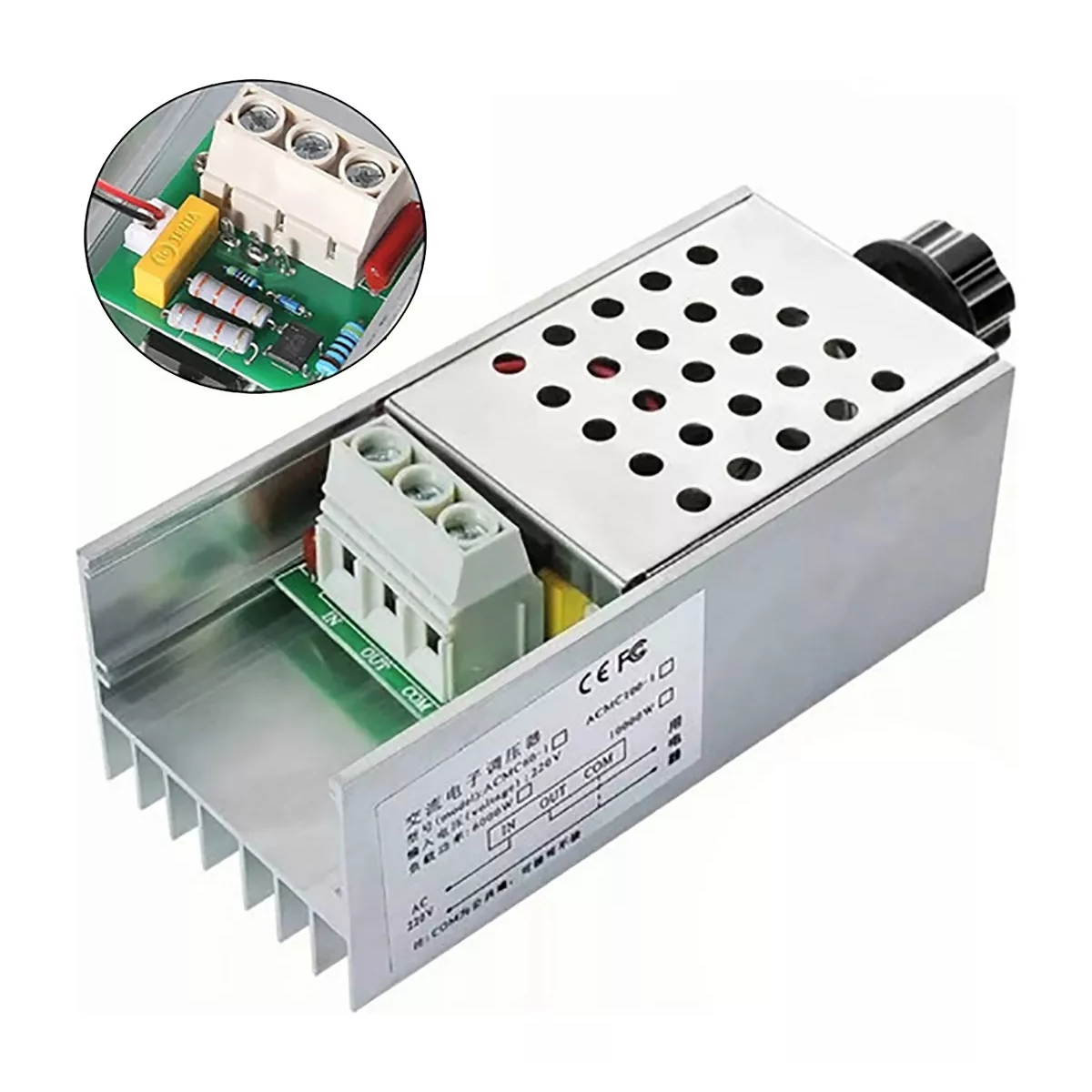 Dimmer Regulador De Voltaje 10000w Con Carcasa 110v/220 Vac