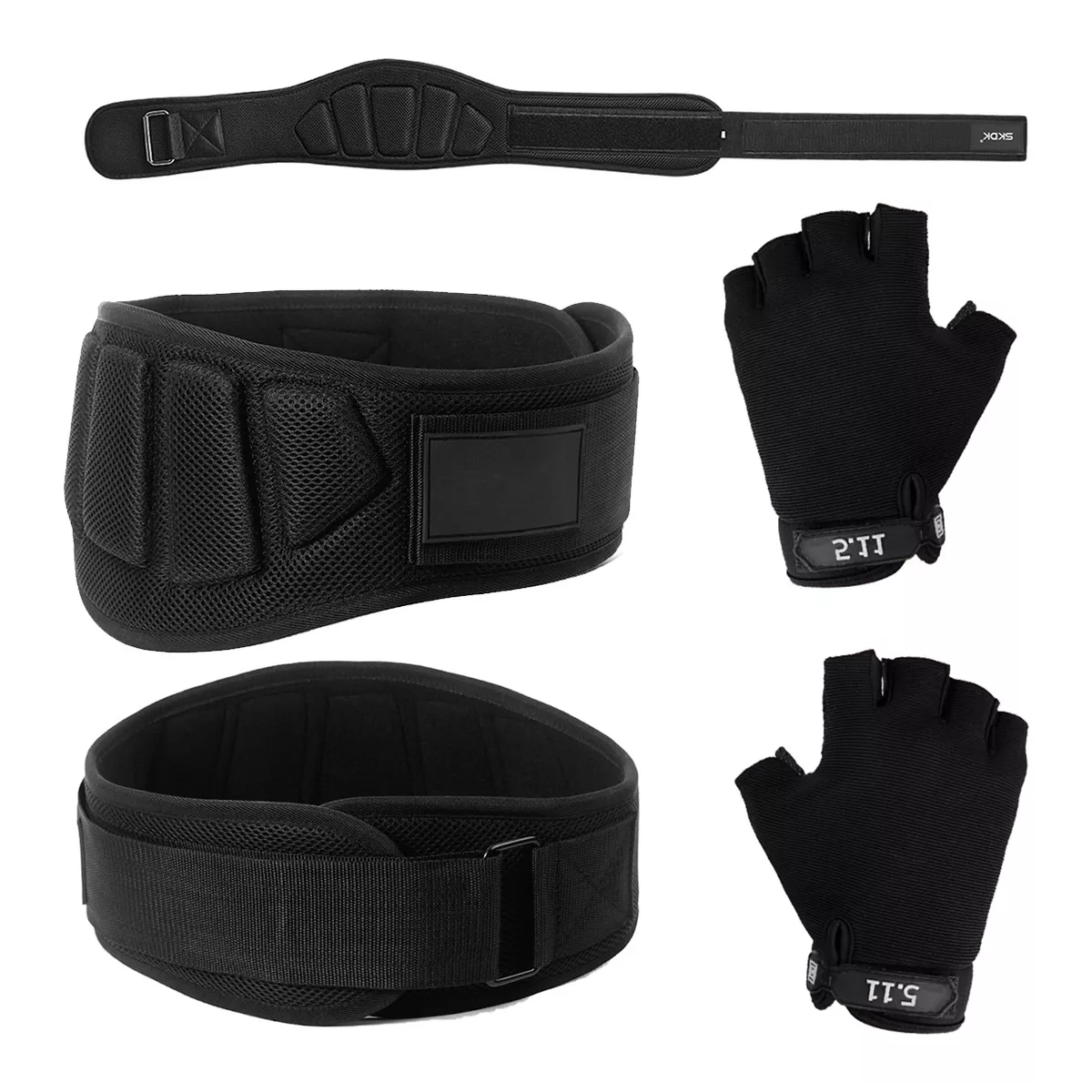 Gym Lumbar Pesas Ejercicios Faja Crossfit Cinturón Y Guantes Negro M