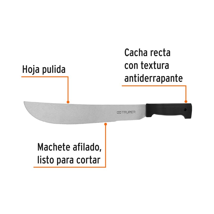 MACHETE ESTÁNDAR 14" CACHA NEGRA INYECTADA, TRUPER 15863