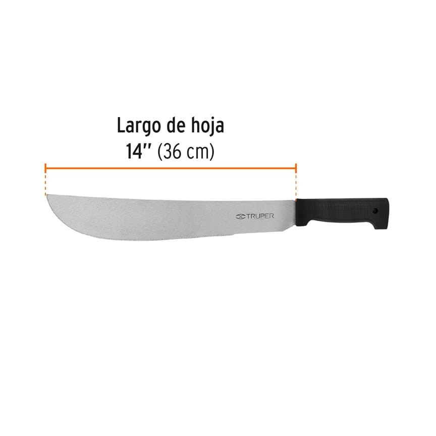 MACHETE ESTÁNDAR 14" CACHA NEGRA INYECTADA, TRUPER 15863