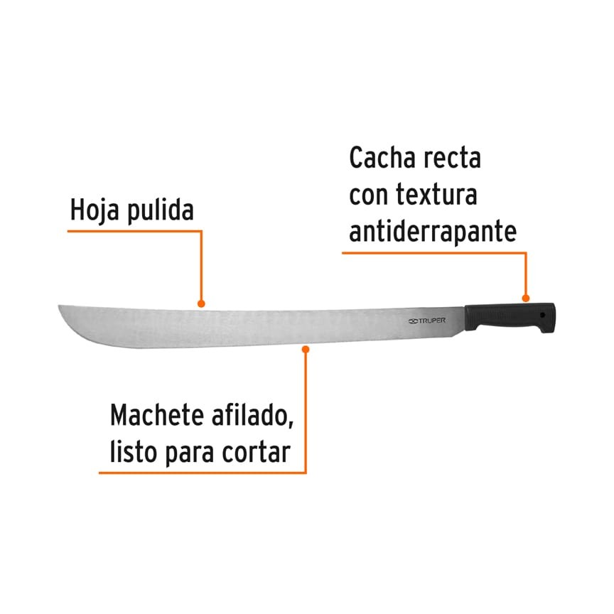 MACHETE ESTÁNDAR 24" CACHA NEGRA INYECTADA, TRUPER 15868