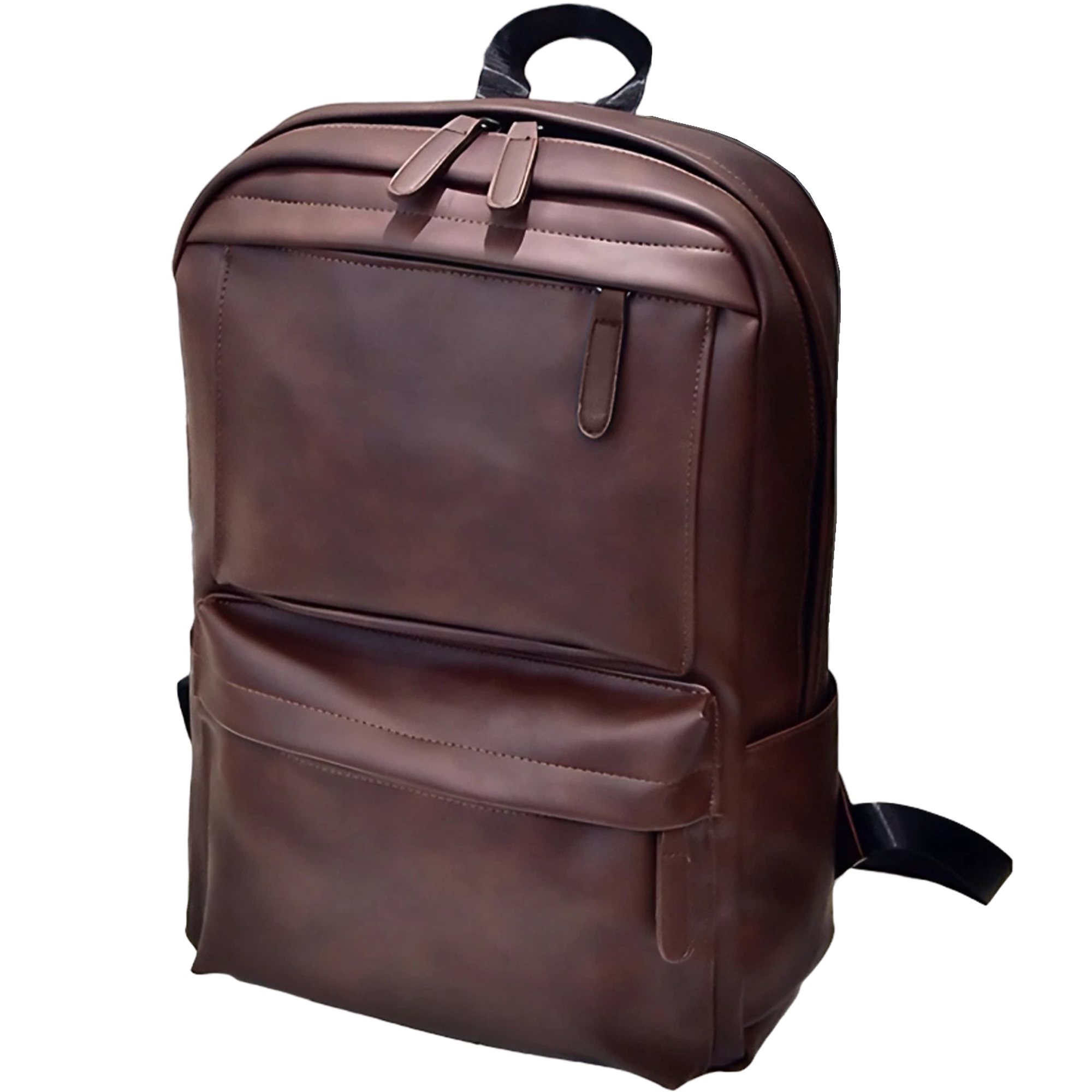 Mochila De Piel Sintética Retro Para Hombre, Bolso De Piel Vegana Informal De Gran Capacidad Para Laptop, Ideal Para Viaje O Excursión Marrón Oscuro