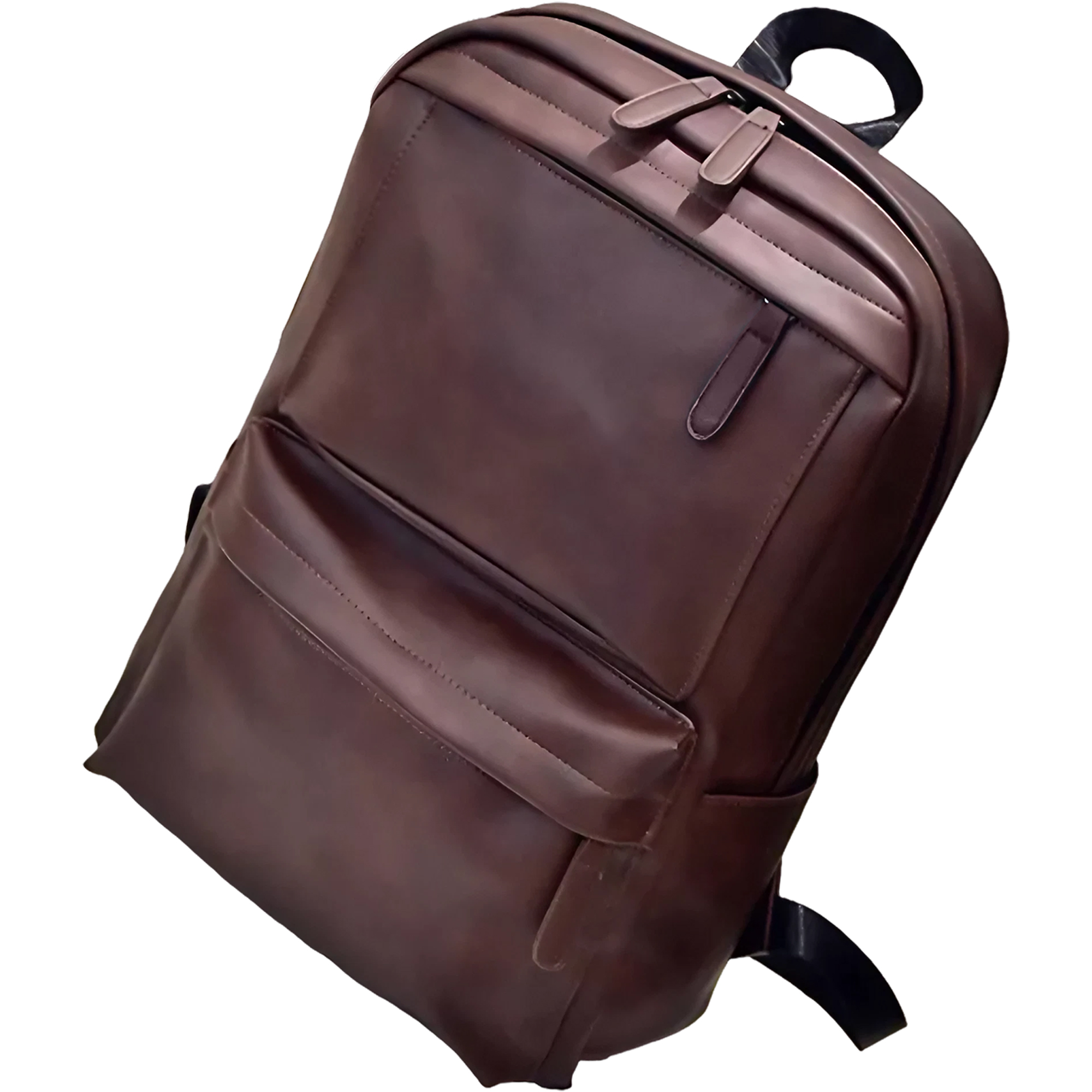 Mochila De Piel Sintética Retro Para Hombre, Bolso De Piel Vegana Informal De Gran Capacidad Para Laptop, Ideal Para Viaje O Excursión Marrón Oscuro
