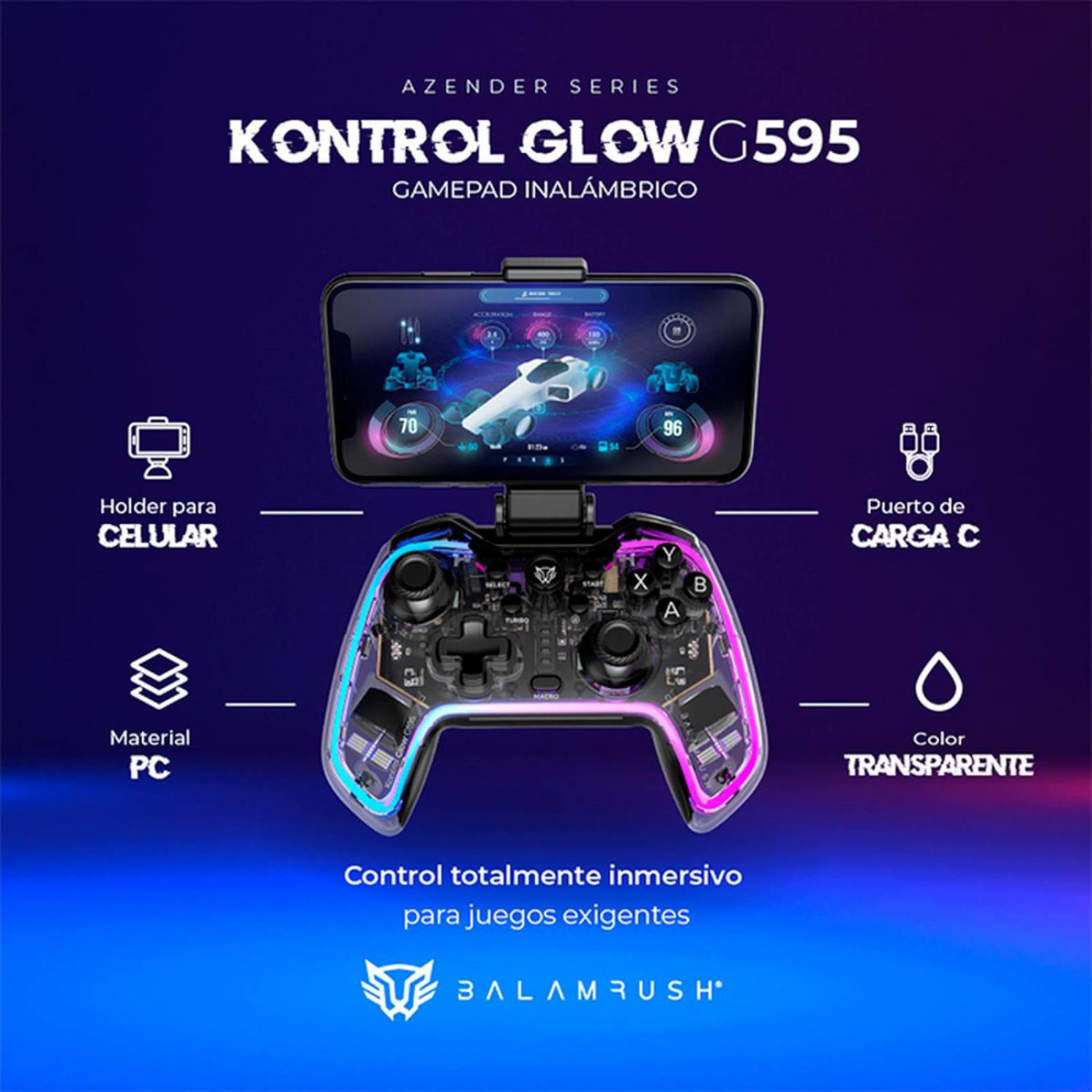 Gamepad Control Inalámbrico BalamRush GLOW G595 Universal.