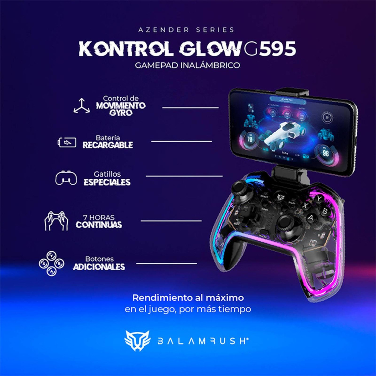 Gamepad Control Inalámbrico BalamRush GLOW G595 Universal.