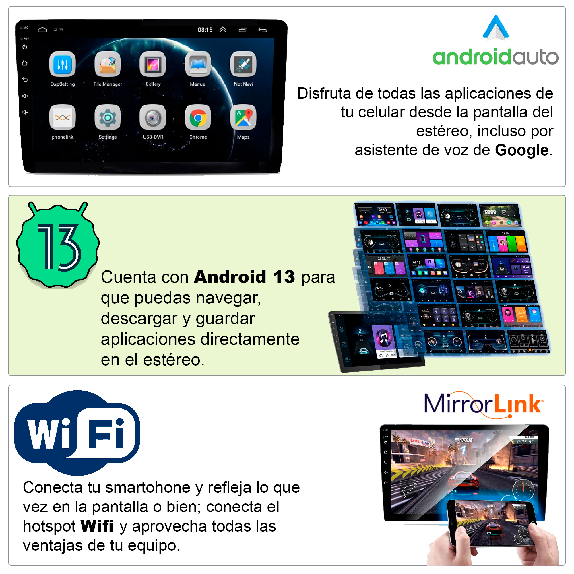 AUTOESTEREO VAK M709 2 DIN 9" ANDROID CARPLAY CAMARA GPS.