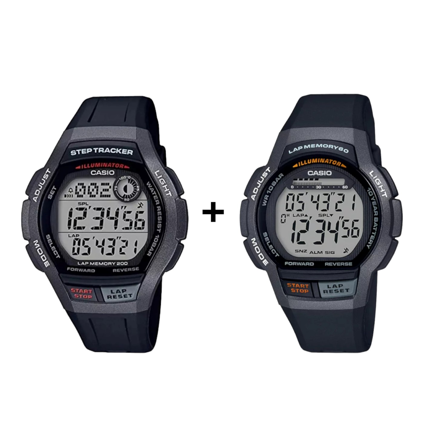SET DE RELOJES CASIO CASUALES COLOR NEGRO WS2000H1AVCF/WS1000H1AVCF.