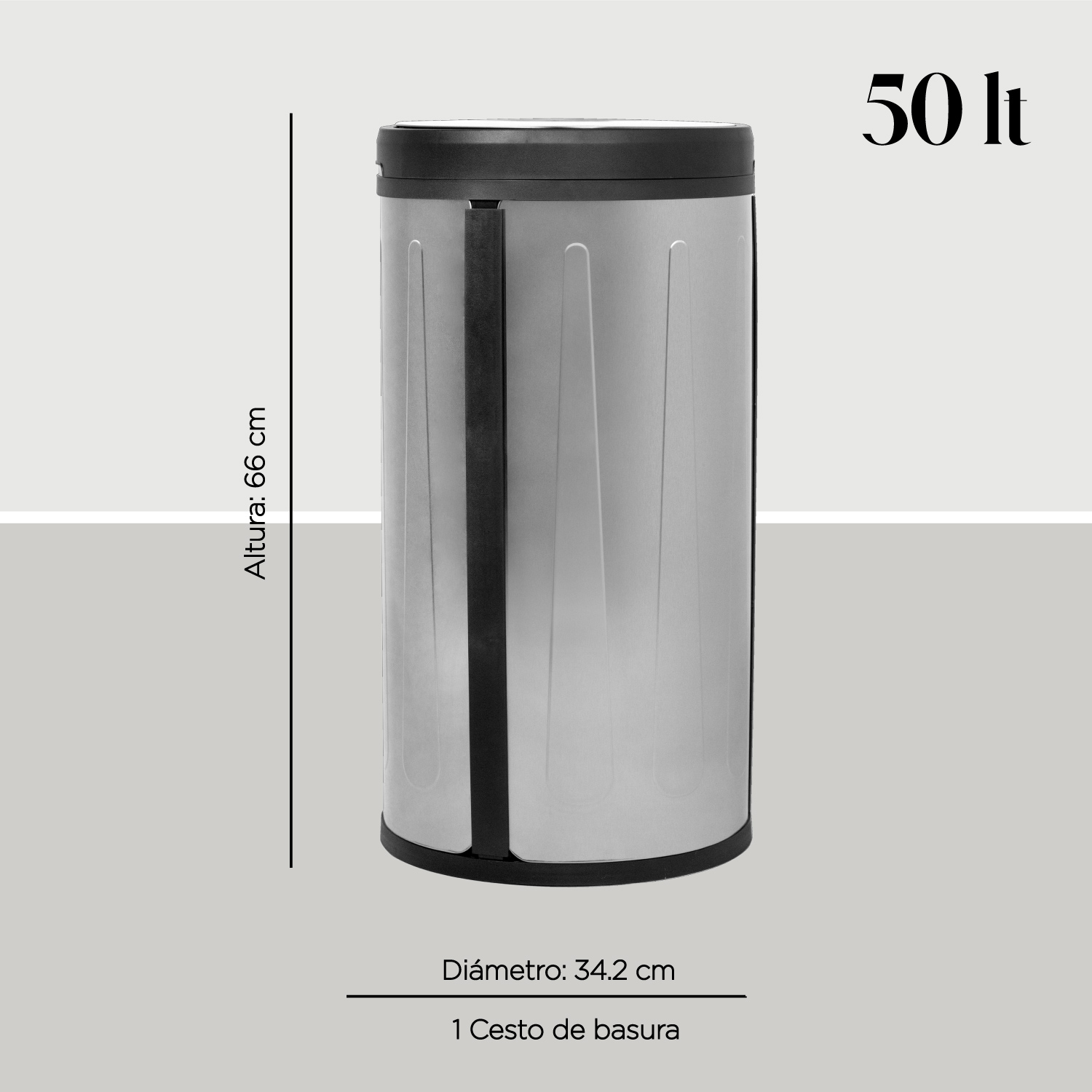 Bote De Basura Acero Inoxidable Metalico Basurero Cocina 50L