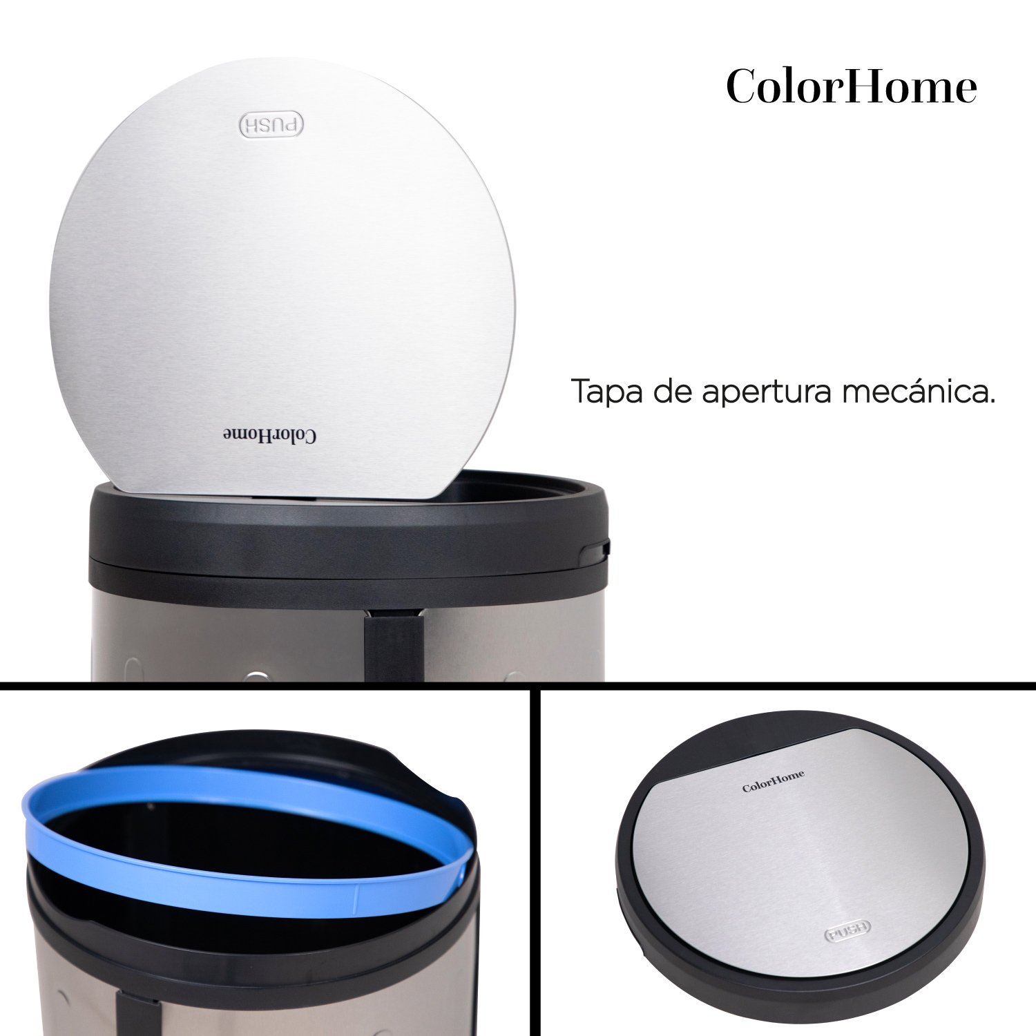 Bote De Basura Acero Inoxidable Metalico Basurero Cocina 50L