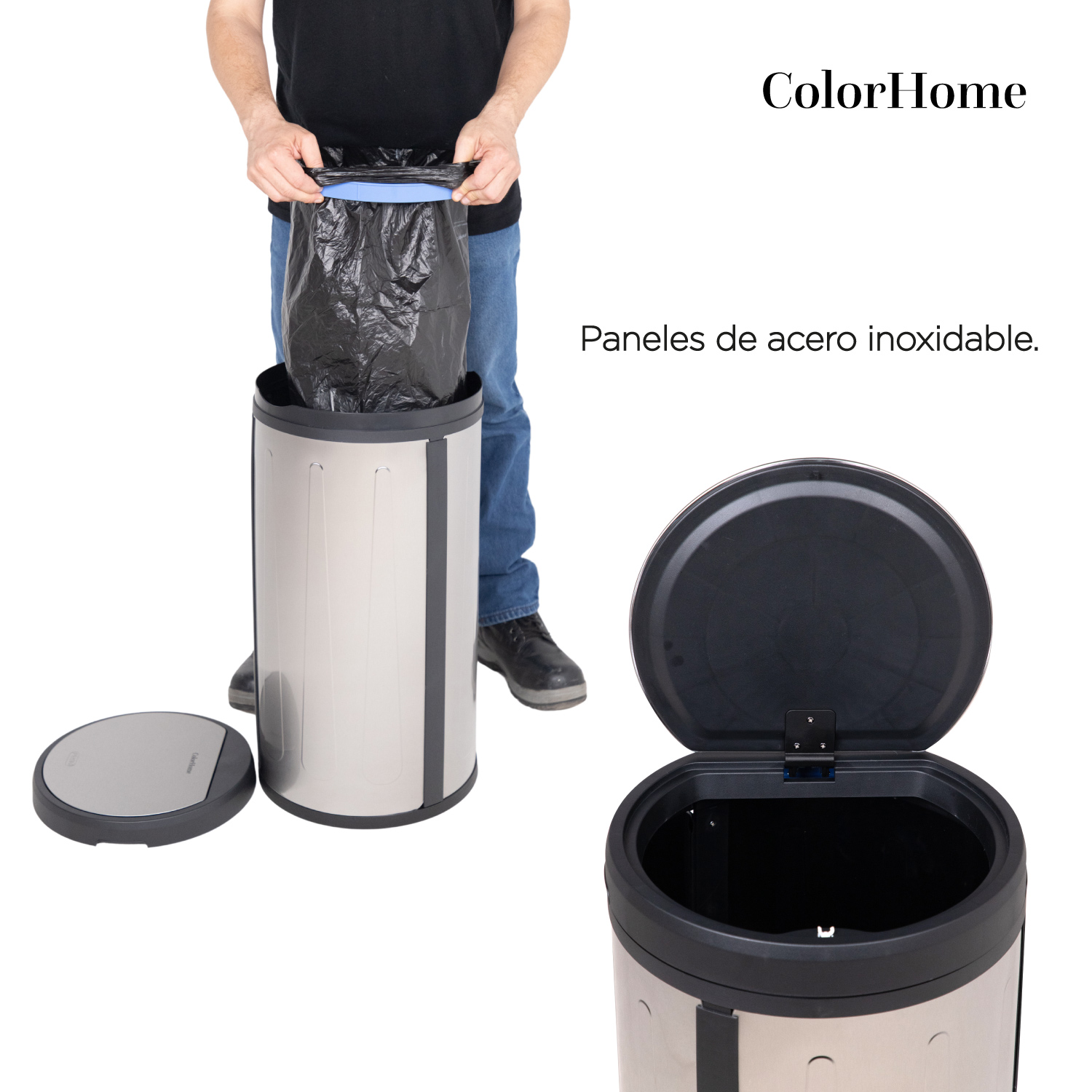 Bote De Basura Acero Inoxidable Metalico Basurero Cocina 50L