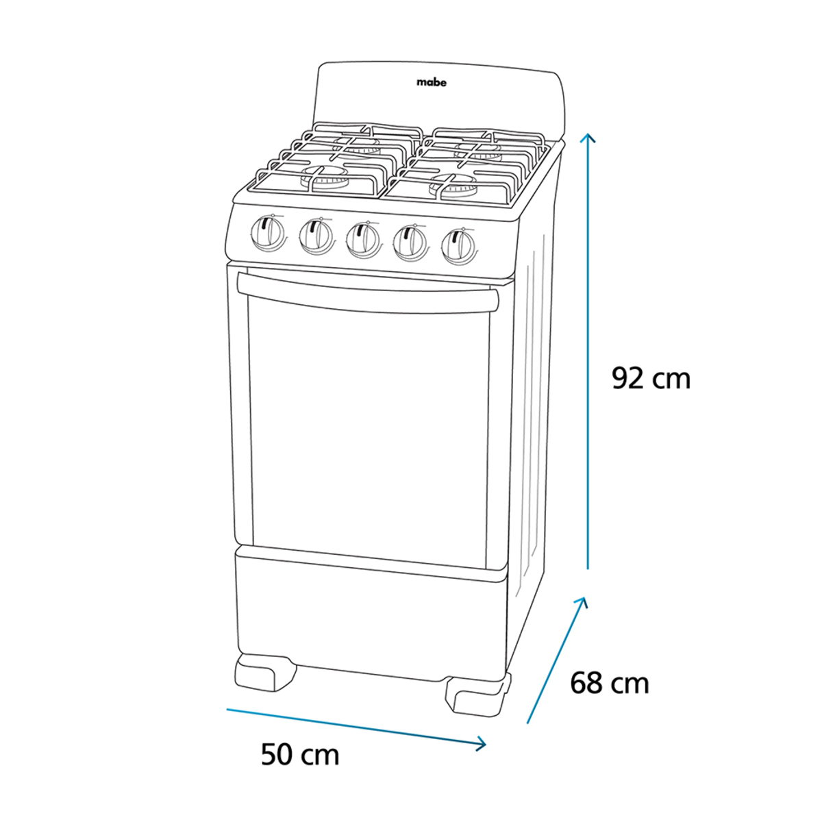 Estufa Mabe 20 pulgadas con 4 quemadores
