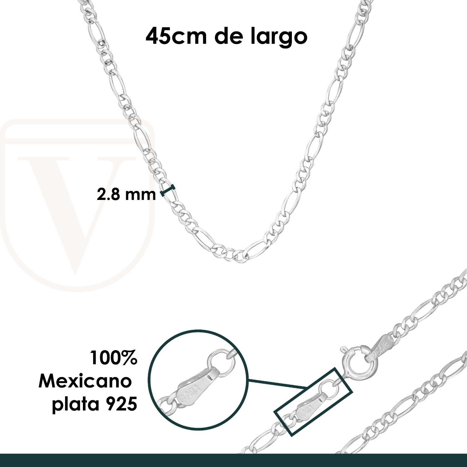 Dije Virgen Guadalupe Con Cadena 45cm - 2.8mm Plata Ley 925