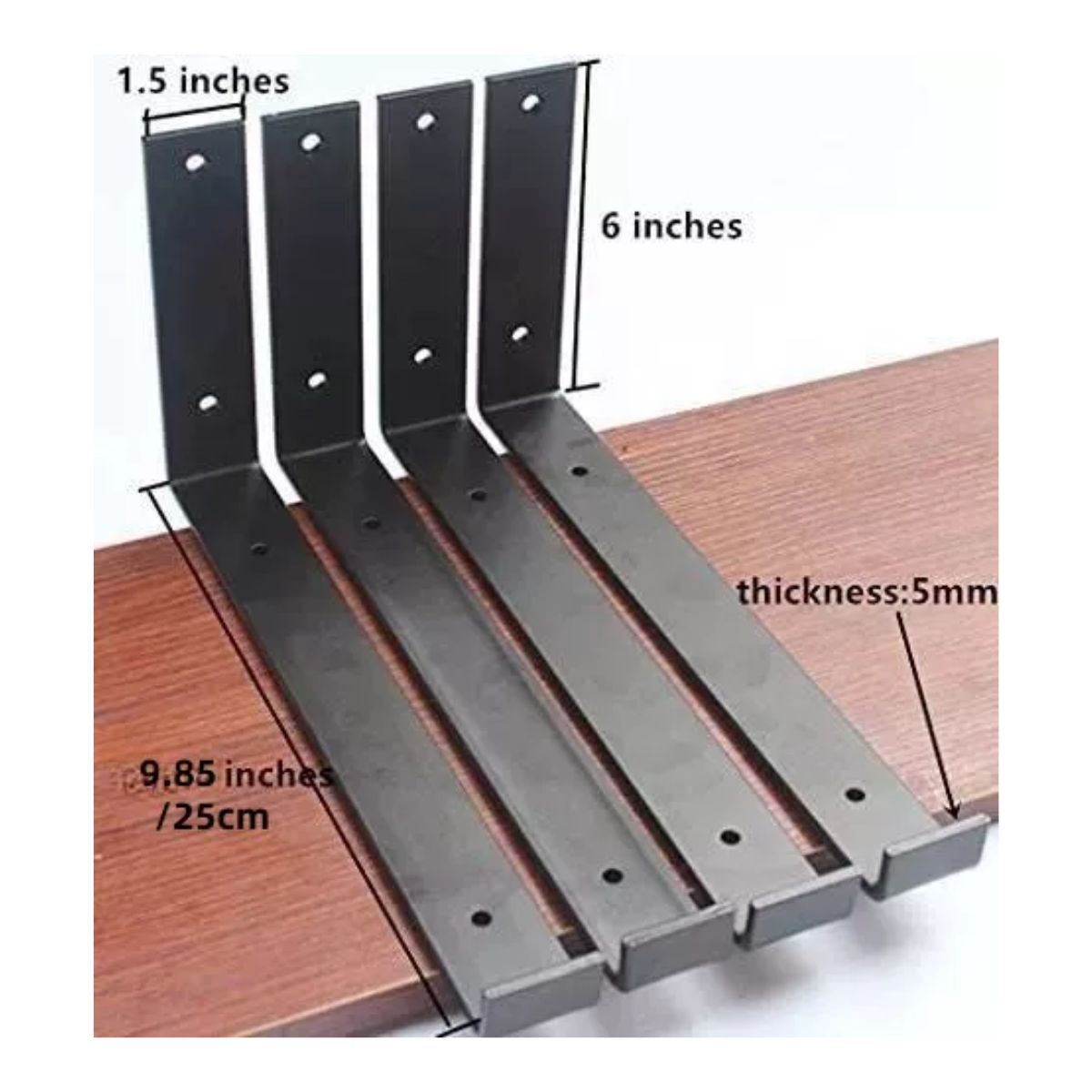 Repisas Flotantes Soportes Para Estantes 25 Cm 4 Unidades negro