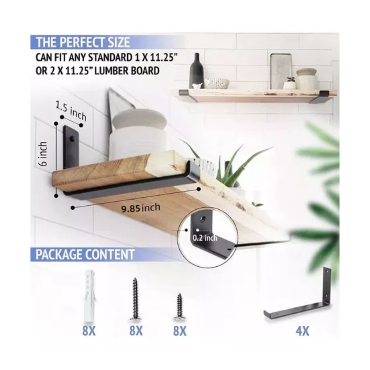 Repisas Flotantes Soportes Para Estantes 25 Cm 4 Unidades negro