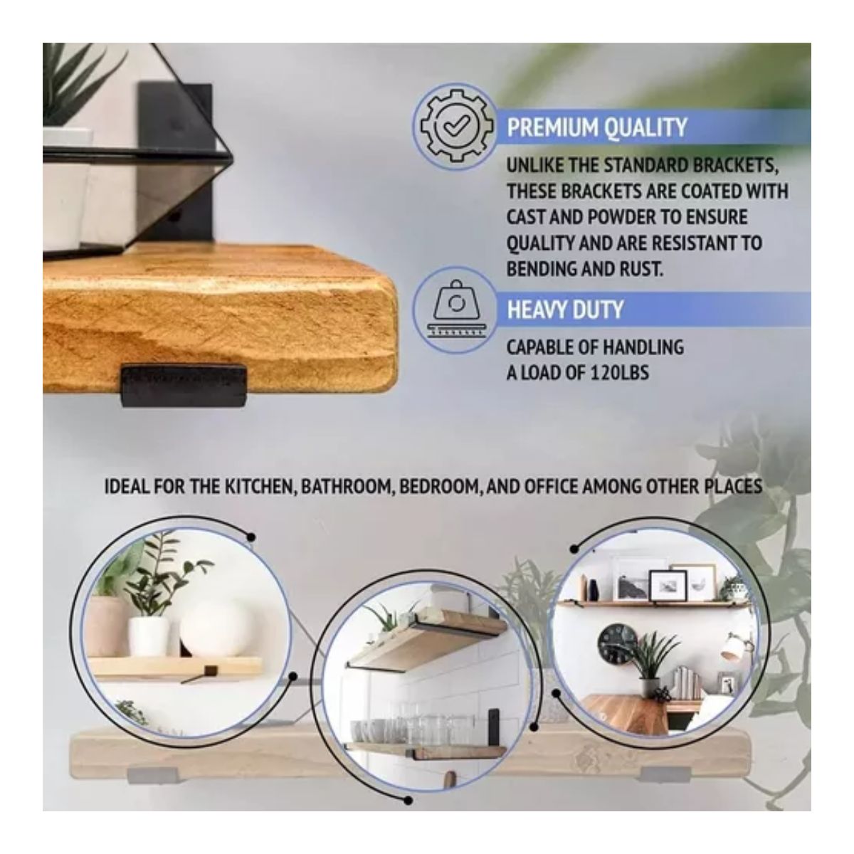 Repisas Flotantes Soportes Para Estantes 25 Cm 4 Unidades negro