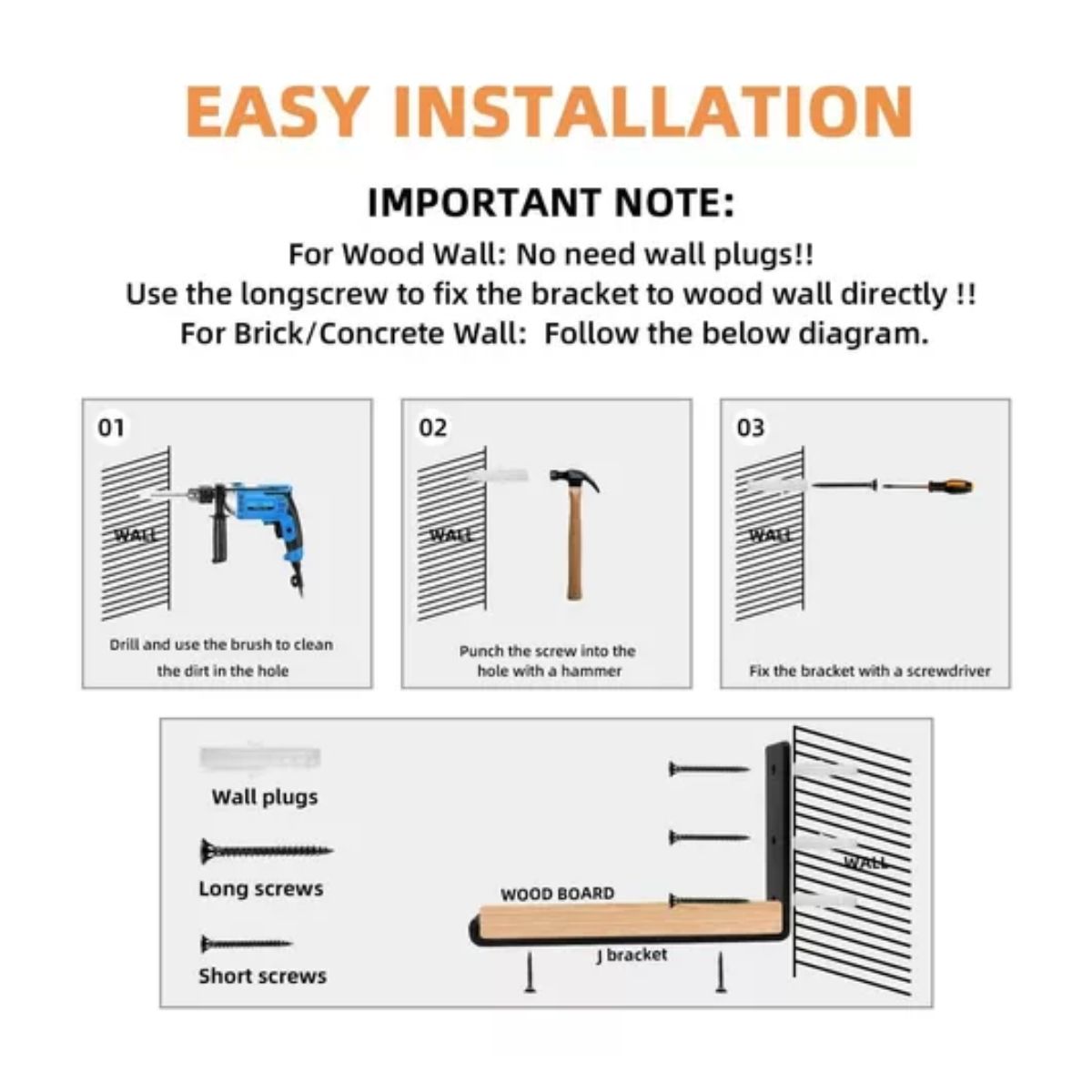 Repisas Flotantes Soportes Para Estantes 25 Cm 4 Unidades negro