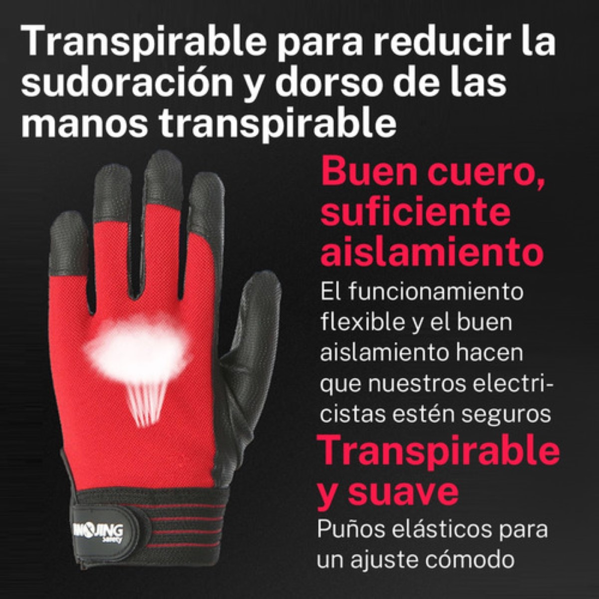 Guantes 1 Par De Guantes Aislantes Eléctricos De Alto Voltaje Negro/Rojo talla S